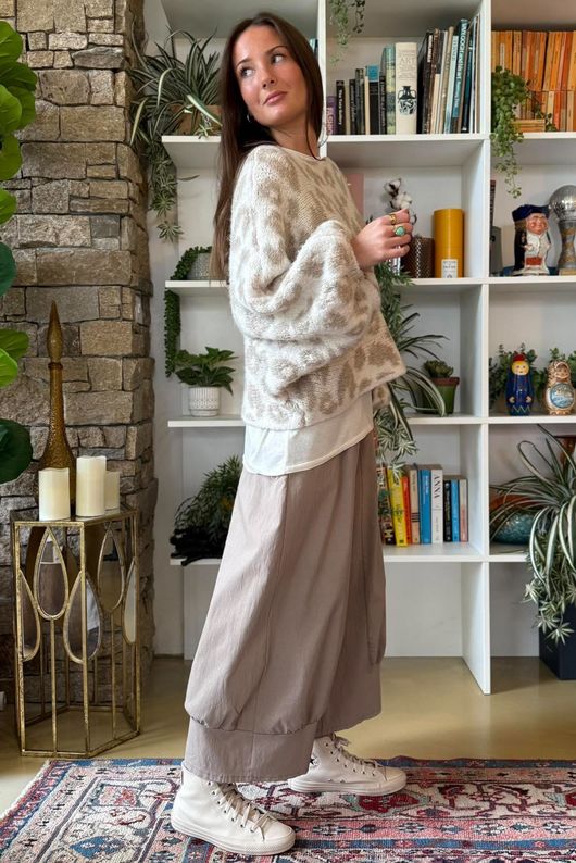 Big Softie Leopard Roo Knit Ecru & Latte
